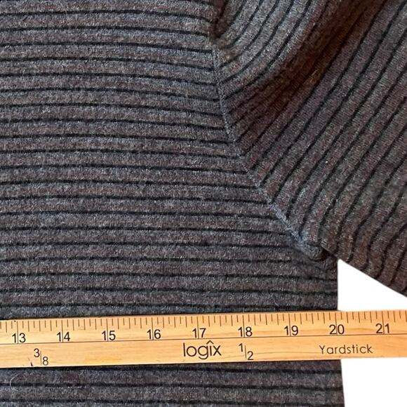 Banana Republic 1/4 Zip Merino Wool Pullover Sweater Mens Large Grey Stripe - Picture 7 of 10
